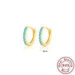 Pendientes de Aro S925 en Plata de Ley, con Turquesa y Circonitas, Baño de Oro 18K