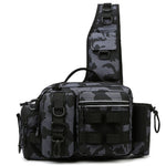 Mochila de Pesca para Hombre, con Portacañas, Bolsa para Cebo y Diseño Bandolera