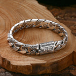 Pulsera Cadena Cubana Gruesa, Estilo Plata Tailandesa Envejecida, para Hombre