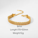 Pulsera Trenzada de Acero, Chapada en Oro