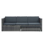 Set de Muebles de Exterior de Ratán Sintético, 5 Piezas, con Mesa de Centro