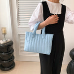 Bolso Tote de Gran Capacidad con Bordado, Estilo Minimalista