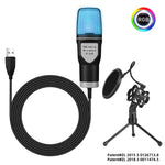 Micrófono de Condensador SF-666R con Luz RGB, USB, con Soporte Antivibración