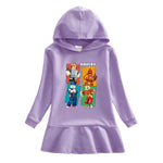 Vestido Infantil Tipo Sudadera con Capucha, Estampado de Dibujos Animados