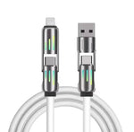 Cable de Carga LED 4 en 1, Carga Rápida PD 100W y 6A para Coche