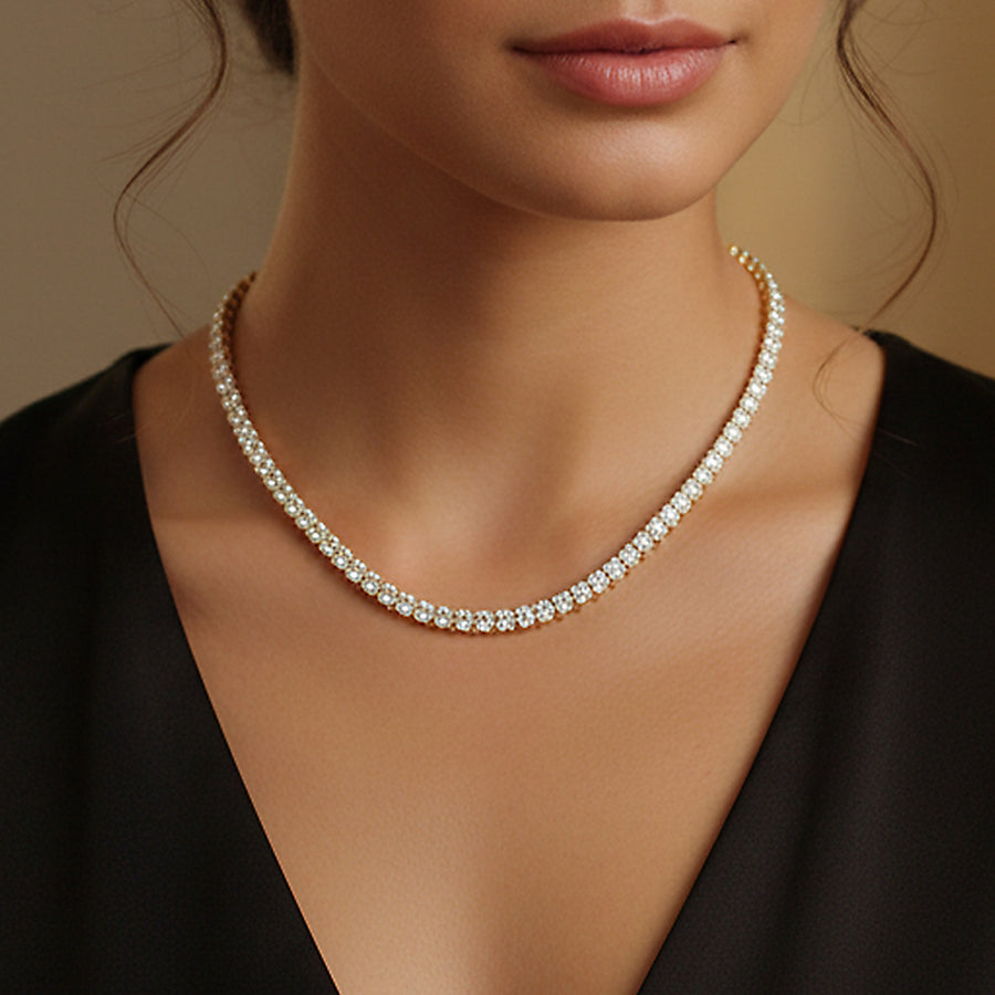 Collar Tennis Chapado en Oro 18K con Circonitas, Estilo Moderno
