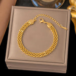 Pulsera Trenzada de Acero, Chapada en Oro
