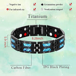 Pulsera Magnética de Fibra de Carbono para Hombre, Ancha, Acero Titanio