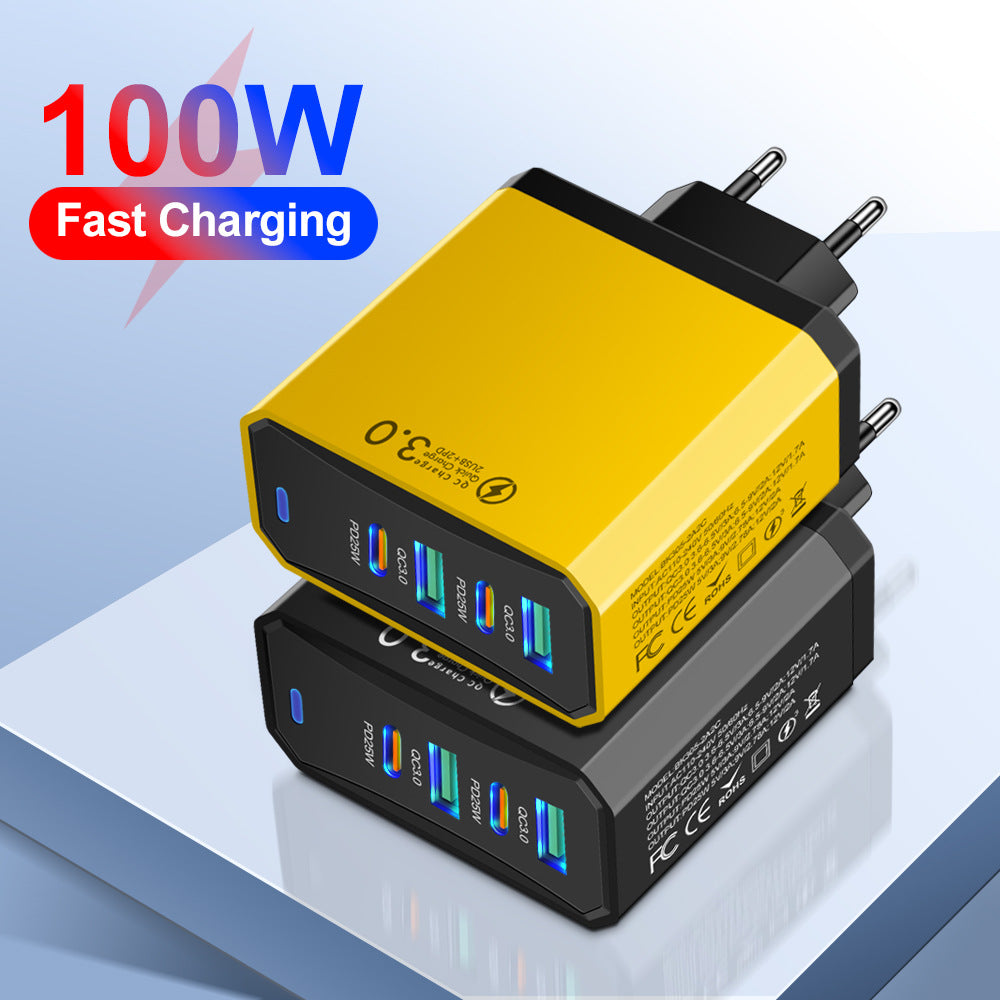 Cargador de Móvil 4 en 1, 2 USB + 2 PD, Carga Rápida