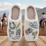 Zapatillas de Casa Peludas con Estampado Vaquero, para Mujer