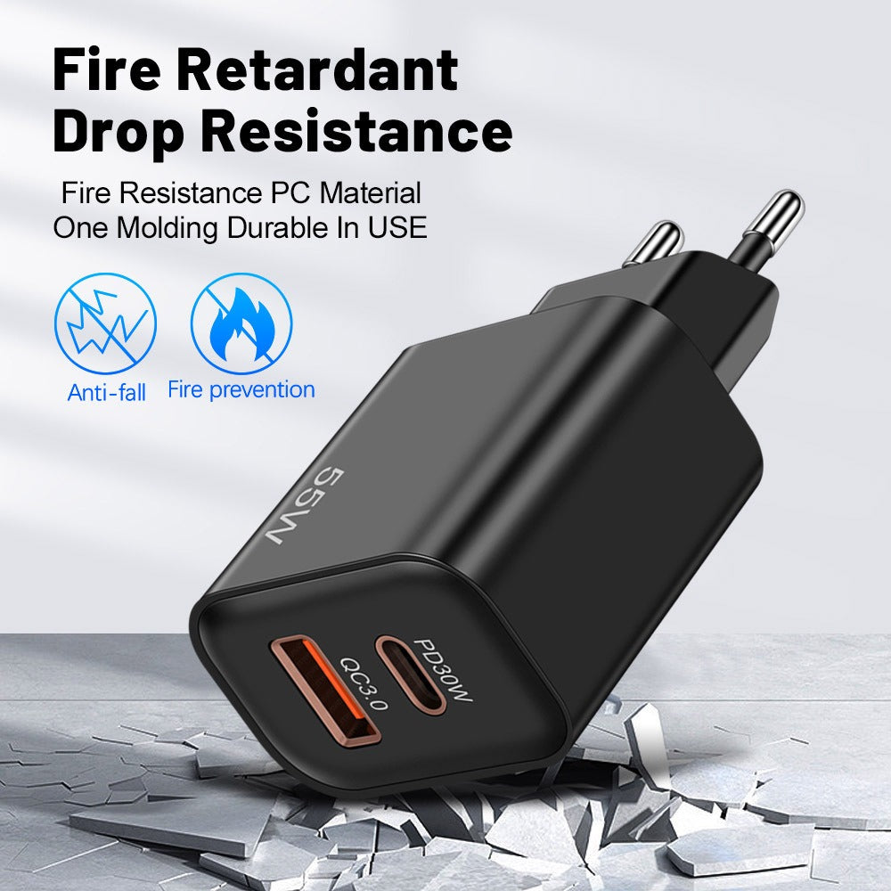 Cargador Ultra Rápido 55W, USB + PD