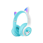 Auriculares Bluetooth AKZ-07 con Orejas de Gato Luminosas, Diadema, Graves Potentes
