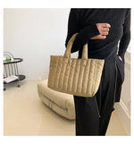 Bolso Tote de Gran Capacidad con Bordado, Estilo Minimalista