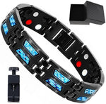 Pulsera Magnética de Fibra de Carbono para Hombre, Ancha, Acero Titanio