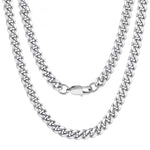 Collar de Acero Inoxidable con Cadena Cubana Pulida a Doble Cara
