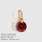 Colgante Redondo de Circonita con Piedra del Mes de Nacimiento, Acero Inoxidable