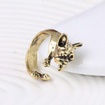 Anillo Abierto de Perro Abrazando, Regalo para Amantes de las Mascotas