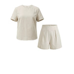 Conjunto de 2 Piezas: Top Manga Corta + Shorts, Holgado, para Mujer