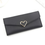 Cartera Larga con Forma de Corazón, Múltiples Tarjeteros, Piel Sintética