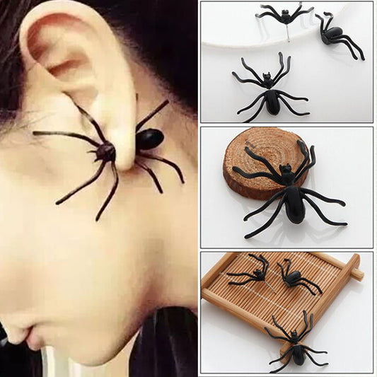Pendientes de Araña Negra 3D, Diseño Terrorífico para Halloween