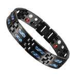 Pulsera Magnética de Fibra de Carbono para Hombre, Ancha, Acero Titanio