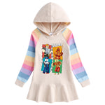 Vestido Infantil Arcoíris con Bajo de Volantes, Estampado de Dibujos Animados