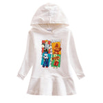 Vestido Infantil Tipo Sudadera con Capucha, Estampado de Dibujos Animados