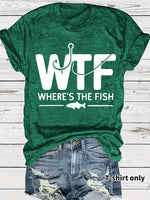 Camiseta de Manga Corta con Estampado de Pesca