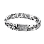 Pulsera Cadena Cubana Gruesa, Estilo Plata Tailandesa Envejecida, para Hombre