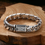 Pulsera Cadena Cubana Gruesa, Estilo Plata Tailandesa Envejecida, para Hombre