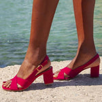 Sandalias de Tacón de Ante, Punta Abierta, Elegantes
