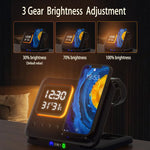 Cargador Inalámbrico de Sobremesa 5 en 1 con Reloj y Luz Nocturna LED
