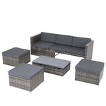 Set de Muebles de Exterior de Ratán Sintético, 5 Piezas, con Mesa de Centro