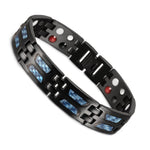 Pulsera Magnética de Fibra de Carbono para Hombre, Ancha, Acero Titanio