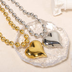 Collar de Bolitas con Colgante de Corazón Chapado en Oro 18K, Estilo Minimalista Geométrico