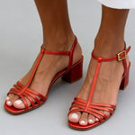 Sandalias de Fiesta con Tacón y Hebilla en T, Elegantes