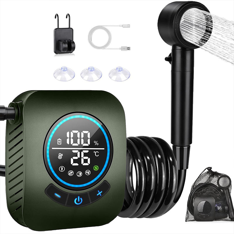 Ducha Portátil de Camping 8000mAh, Impermeable IPX8, Recargable