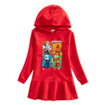 Vestido Infantil Tipo Sudadera con Capucha, Estampado de Dibujos Animados