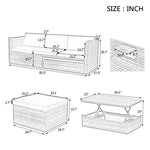 Set de Muebles de Exterior de Ratán Sintético, 5 Piezas, con Mesa de Centro