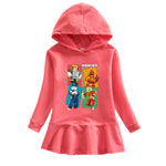 Vestido Infantil Tipo Sudadera con Capucha, Estampado de Dibujos Animados