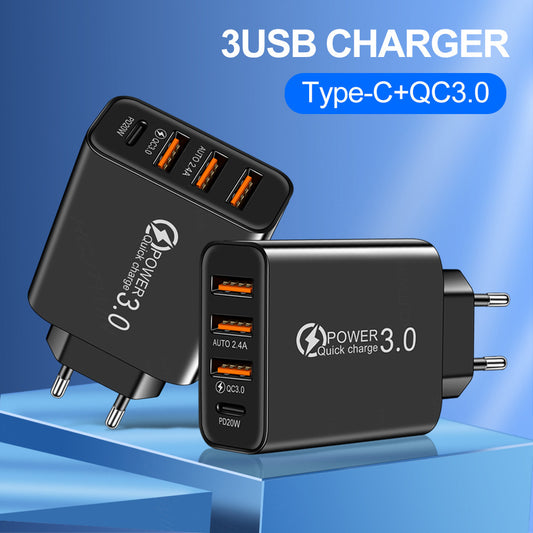 Cargador de Viaje 3 USB + PD Type-C