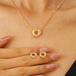 Set de Collar y Pendientes Trenzados, Diseño Circular