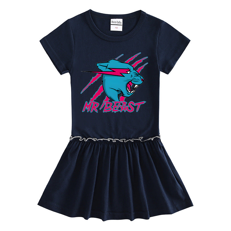 Vestido Infantil de Manga Corta para Niña
