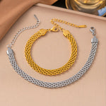 Pulsera Trenzada de Acero, Chapada en Oro