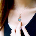 Collar con Colgante de Corazón de Cristal, Diseño Botella de los Deseos