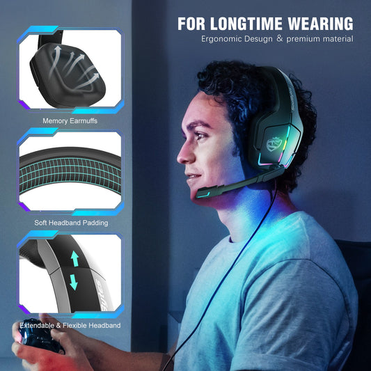 Auriculares Gaming S12 de Diadema, con Cable, Retroiluminación RGB, Compatibles con PS4