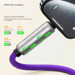 Cable de Carga LED 4 en 1, Carga Rápida PD 100W y 6A para Coche