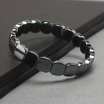 Pulsera de Ónix Negro Facetado para Hombre, Cuentas Elásticas Combinables
