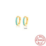 Pendientes de Aro S925 en Plata de Ley, con Turquesa y Circonitas, Baño de Oro 18K