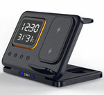 Cargador Inalámbrico de Sobremesa 5 en 1 con Reloj y Luz Nocturna LED